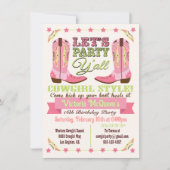 Cowgirl Westerne uitnodiging van de Birthday Party (Voorkant)