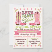 Cowgirl Westerne uitnodiging van de Birthday Party (Voorkant)