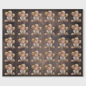 Cowgirl westerne verbrande bruine houtkorrelig cadeaupapier (Vlak)