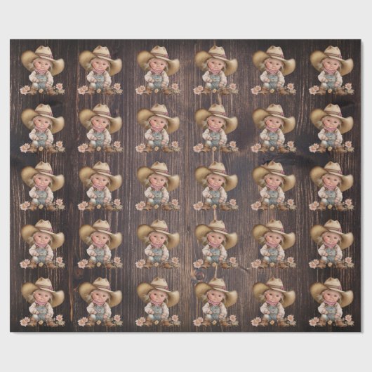 Cowgirl westerne verbrande bruine houtkorrelig cadeaupapier (Vlak)