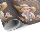 Cowgirl westerne verbrande bruine houtkorrelig cadeaupapier (Rol Hoek)