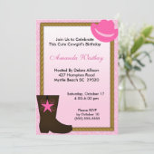 Cowgirl Westerne Verjaardagsuitnodiging Kaart (Staand voorkant)