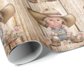 Cowgirl westerne witte houthout rustige meid cadeaupapier (Rol Hoek)