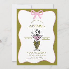 Cowgirl Whimsical Hand getekende 21e Verjaardag Kaart