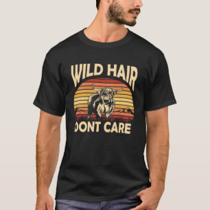 Cowgirl Wild Haar Retro Zonsondergang Schotse Hoog T-shirt