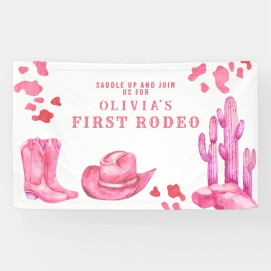 Cowgirl Wild West 1st Rodeo Birthday Party Spandoek (Horizontaal)