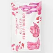 Cowgirl Wild West 1st Rodeo Birthday Party Spandoek (Verticaal)