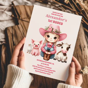 Cowgirl Wild West 1st Rodeo Ranch Birthday Party Kaart