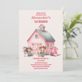 Cowgirl Wild West 1st Rodeo Ranch Birthday Party Kaart (Staand voorkant)