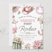 Cowgirl Wild West 1st Rodeo Ranch Birthday Party Kaart (Voorkant)