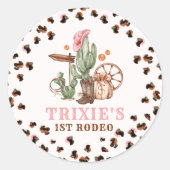 Cowgirl Wild West 1st Rodeo Ranch Birthday Party Ronde Sticker (Voorkant)