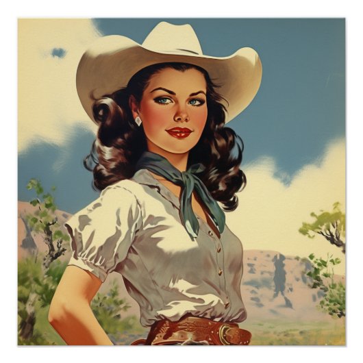 cowgirl: Wild West fluistert Perfect Poster (Voorkant)