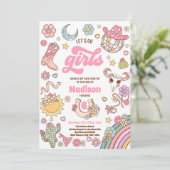 Cowgirl Wild West Rodeo Disco Verjaardagsfeestje Kaart (Staand voorkant)