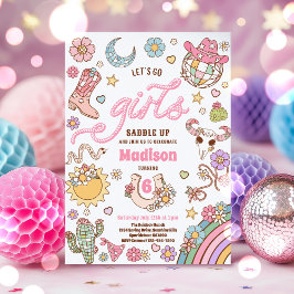 Cowgirl Wild West Rodeo Disco Verjaardagsfeestje Kaart