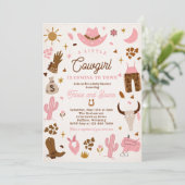 Cowgirl Wild West Rodeo Ranch Baby shower Kaart (Staand voorkant)