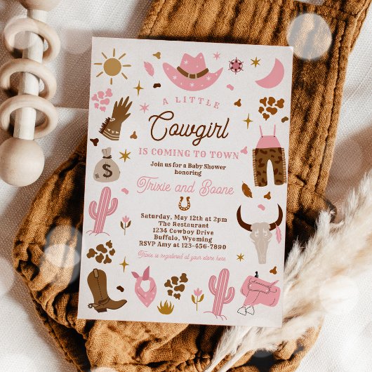 Cowgirl Wild West Rodeo Ranch Baby shower Kaart