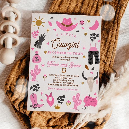 Cowgirl Wild West Rodeo Ranch Baby shower Kaart