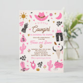 Cowgirl Wild West Rodeo Ranch Baby shower Kaart (Staand voorkant)