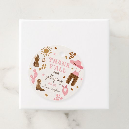 Cowgirl Wild West Rodeo Ranch Birthday Party Favor Bedankjes Labels (In situ)