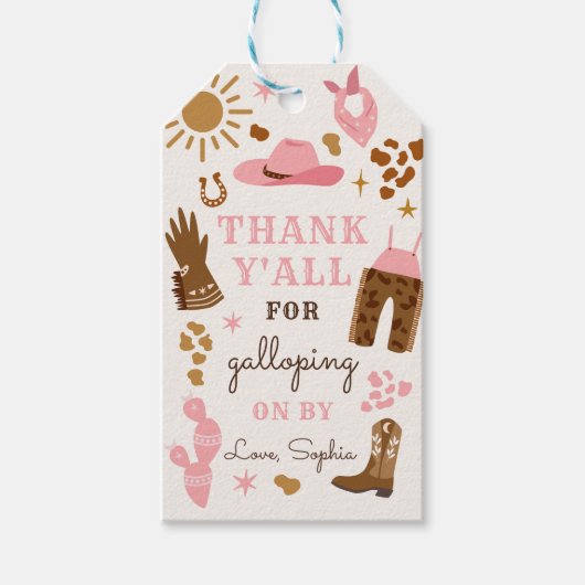 Cowgirl Wild West Rodeo Ranch Birthday Party Favor Cadeaulabel (Voorkant)