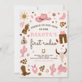 Cowgirl Wild West Rodeo Ranch Birthday Party Kaart (Voorkant)