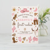 Cowgirl Wild West Rodeo Ranch Birthday Party Kaart (Staand voorkant)