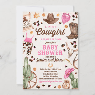 Cowgirl Wild West Rodeo Ranch Meisje Baby shower Kaart