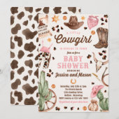 Cowgirl Wild West Rodeo Ranch Meisje Baby shower Kaart (Voorkant / Achterkant)