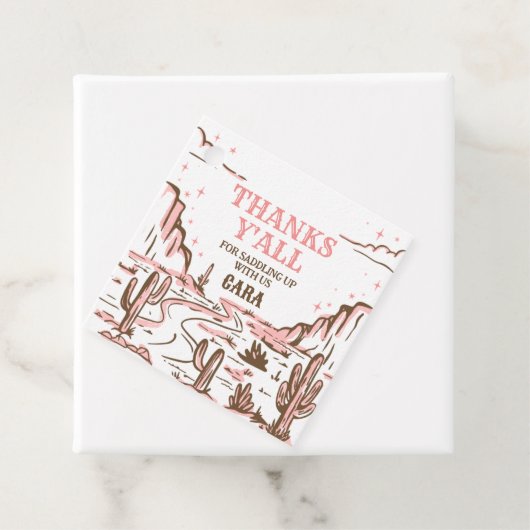 Cowgirl Wild West Rodeo Verjaardagsfeestje Plein Bedankjes Labels (In situ)