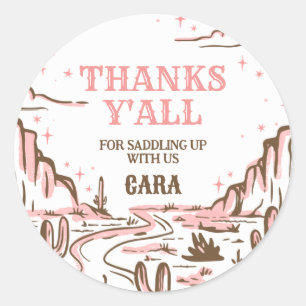 Cowgirl Wild West Rodeo verjaardagsfeestje Ronde Sticker
