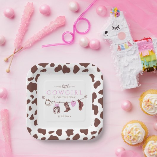 Cowgirl Wild West Rodeo Western meisje Baby shower Papieren Bordje (Feest)