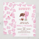 Cowgirl Wild West Westerne Verjaardagsuitnodiginge Kaart (Voorkant / Achterkant)