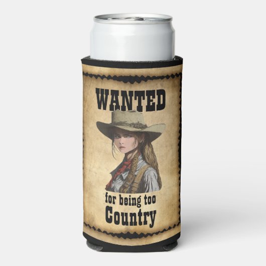 Cowgirl wilde te land Western Pet zijn Seltzer Blikjeskoeler (Seltzer Achterkant)