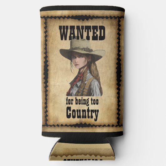 Cowgirl wilde te land Western Pet zijn Seltzer Blikjeskoeler (Achterkant)