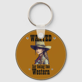 Cowgirl wilde te Westerne vrachtwagen zijn Sleutelhanger