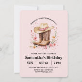 Cowgirl Wildflowers Bash Verjaardag | Roze Western Kaart (Voorkant)