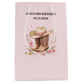 Cowgirl Wildflowers Bash Verjaardag Roze | Western Medium Cadeauzakje (Voorkant)