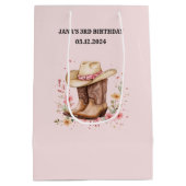 Cowgirl Wildflowers Bash Verjaardag Roze | Western Medium Cadeauzakje (Achterkant)