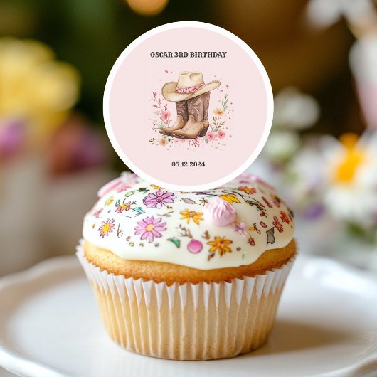 Cowgirl Wildflowers Bash Verjaardag Roze | Western Ronde Sticker