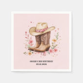 Cowgirl Wildflowers Bash Verjaardag Roze Western Servet (Voorkant)