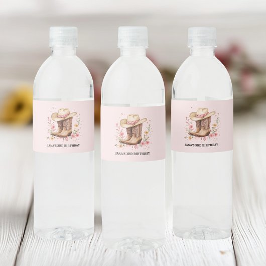 Cowgirl Wildflowers Bash Verjaardag Waterfles Etiket