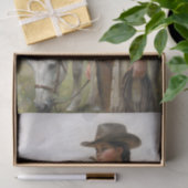 Cowgirl With Spotted Horse In Field Decoupage Tissuepapier (Geschenk)