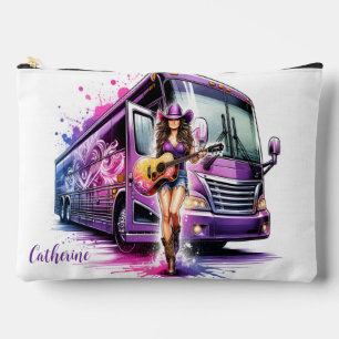 Cowgirl Zangeres met Gitaar en Tour Bus Custom Etui