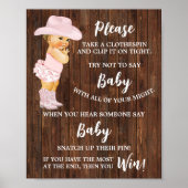 Cowgirl zeg niet dat Baby Clothespin Baby shower G Poster (Voorkant)