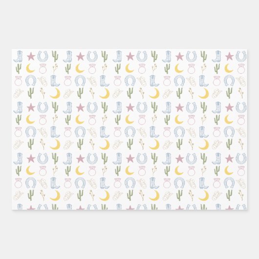 Cowgirl Zuidwesterse Huwelijks Bruiloft Inpakpapier Vel (Voorkant 3)