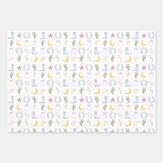 Cowgirl Zuidwesterse Huwelijks Bruiloft Inpakpapier Vel (Voorkant 2)