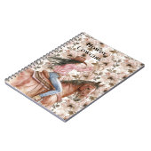 Cowgirl Zwart Haar Paard Zuidwestelijke Bloemen Notitieboek (Linkerzijde)