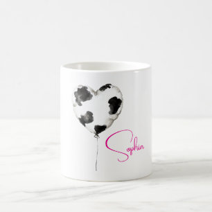 Cowgirl Zwart Wit Koe Hart Ballon Koffiemok