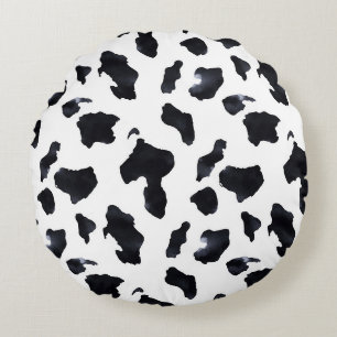 Cowgirl Zwart Wit Koeienprint   Rond Kussen