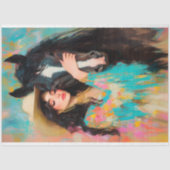 Cowgirl & Zwarte Hengst Decoupage Tissuepapier (Voorkant)